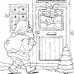 kerstman loopt naar deur